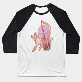 Bubble Tea Boba Red Point Thai Cat Baseball T-Shirt